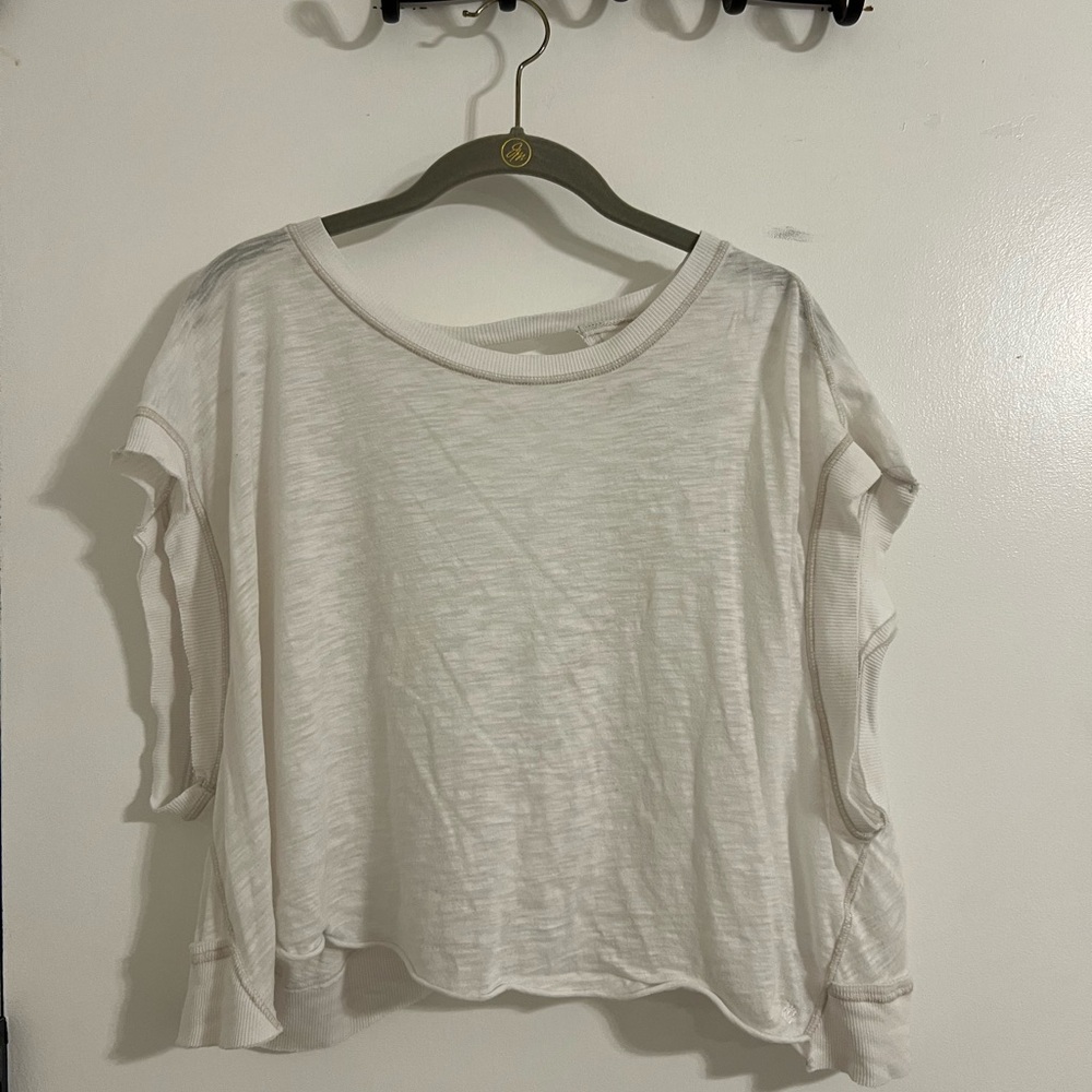Cream Flutter Sleeve Boxy T-Shirt